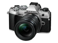 OM System Interchangeable Lens Cameras | Mirrorless Cameras Only | OM-5 Mirrorless with 12-45mm f4 Pro lens Silver REFURBISHED