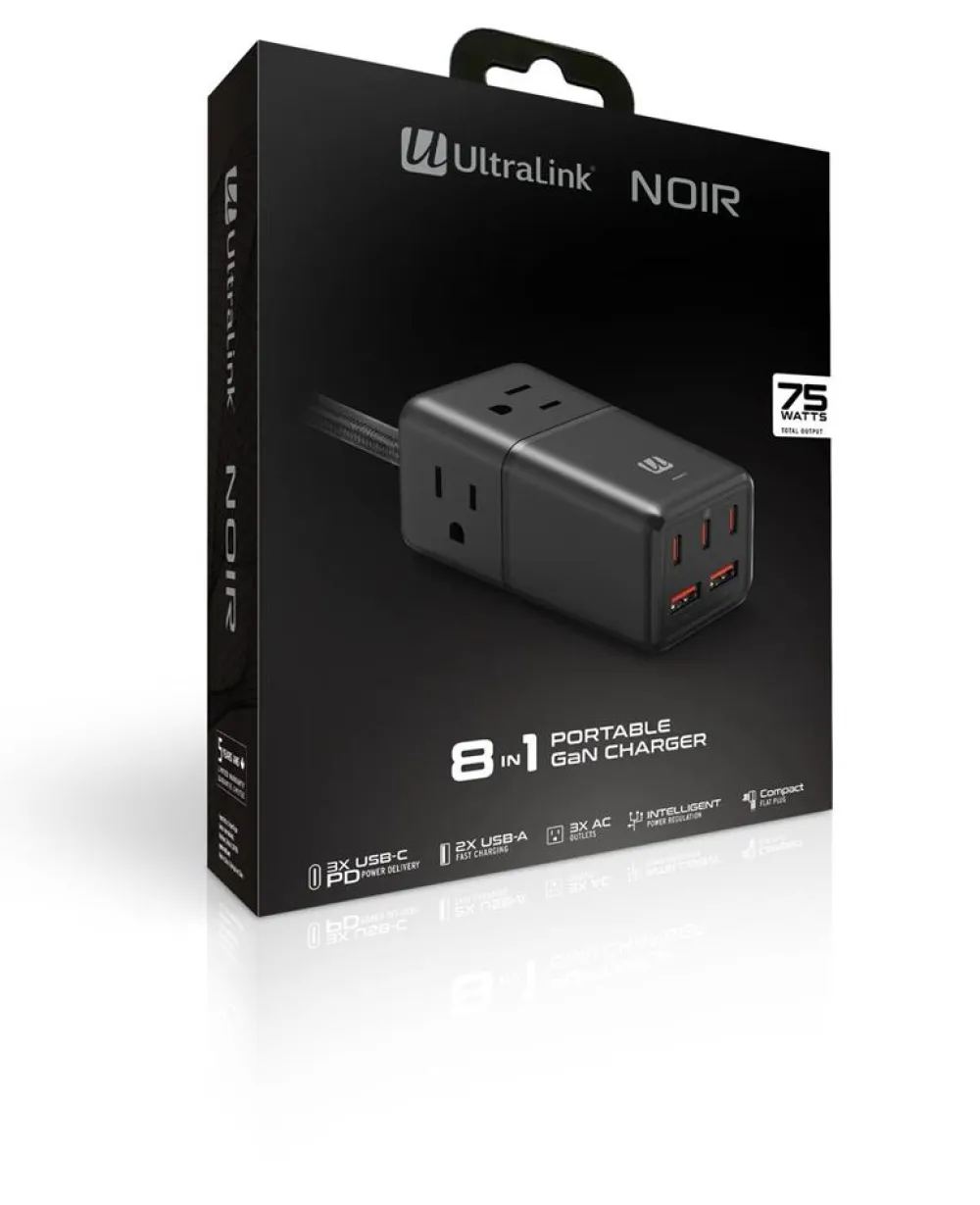 Ultralink Batteries / Chargers / Ac Adapters / Grips | Noir 8-in-1 Portable Charger with GaN Technology